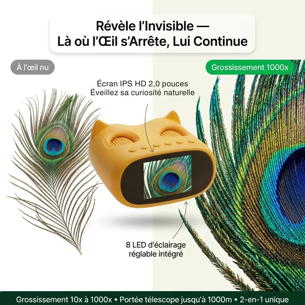Kit Wildscoper 2-en-1  Microscope + Télescope numérique enfant 4-14 ans · 100 missions offertes