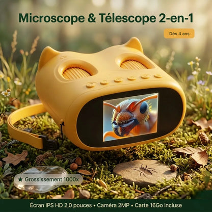 Kit Wildscoper 2-en-1  Microscope + Télescope numérique enfant 4-14 ans · 100 missions offertes