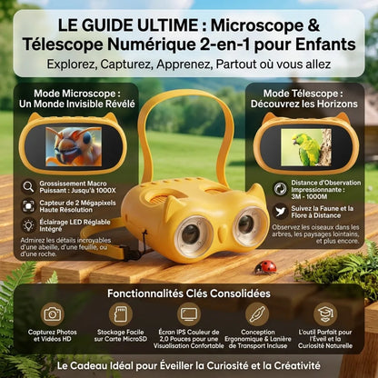 Kit Wildscoper 2-en-1  Microscope + Télescope numérique enfant 4-14 ans · 100 missions offertes